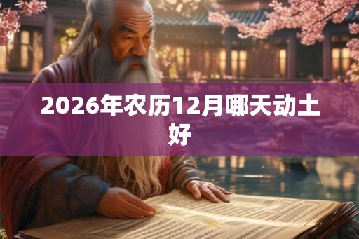 2026年农历12月哪天动土好