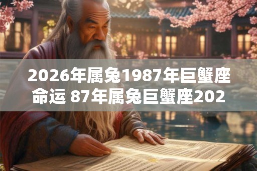2026年属兔1987年巨蟹座命运 87年属兔巨蟹座2026年运势