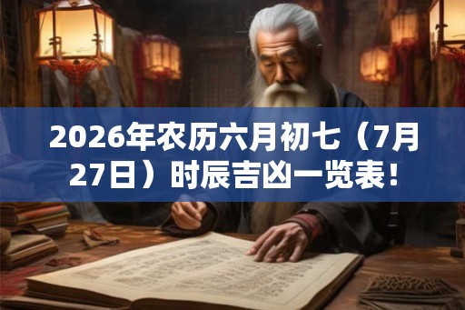 2026年农历六月初七（7月27日）时辰吉凶一览表！