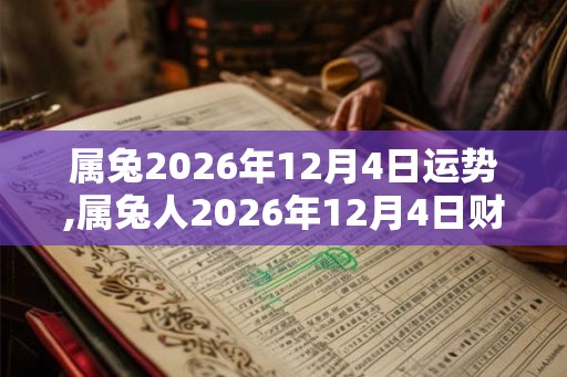 属兔2026年12月4日运势,属兔人2026年12月4日财运,生肖兔2026年12月4日运势 属兔2026年12月4日运势,属兔人2026年12月4日财运,生肖兔2026年12月4日运势