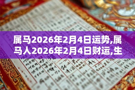 属马2026年2月4日运势,属马人2026年2月4日财运,生肖马2026年2月4日运势