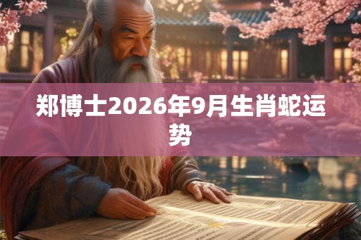郑博士2026年9月生肖蛇运势