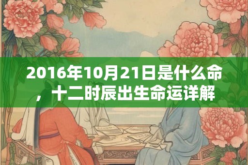 2016年10月21日是什么命，十二时辰出生命运详解