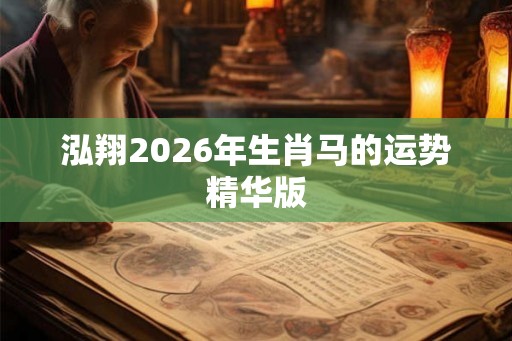 泓翔2026年生肖马的运势精华版