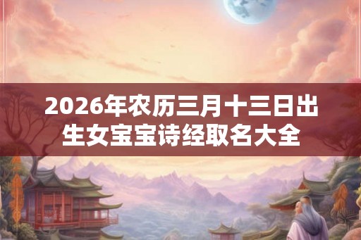 2026年农历三月十三日出生女宝宝诗经取名大全