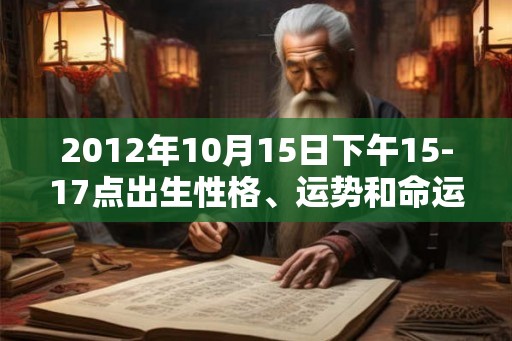 2012年10月15日下午15-17点出生性格、运势和命运
