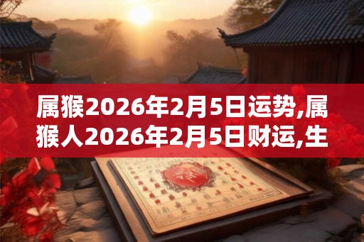 属猴2026年2月5日运势,属猴人2026年2月5日财运,生肖猴2026年2月5日运势