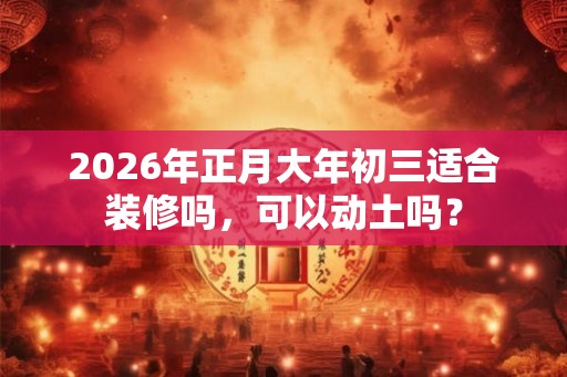 2026年正月大年初三适合装修吗，可以动土吗？