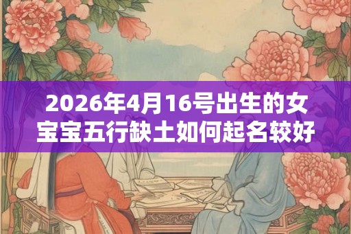 2026年4月16号出生的女宝宝五行缺土如何起名较好 2026年4月16号出生的女宝宝五行缺土如何起名较好