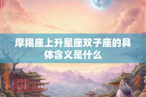 摩羯座上升星座双子座的具体含义是什么