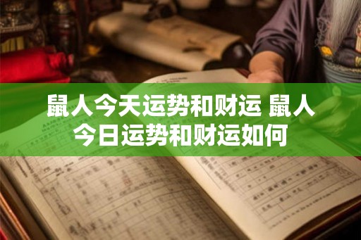 鼠人今天运势和财运 鼠人今日运势和财运如何