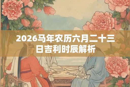 2026马年农历六月二十三日吉利时辰解析
