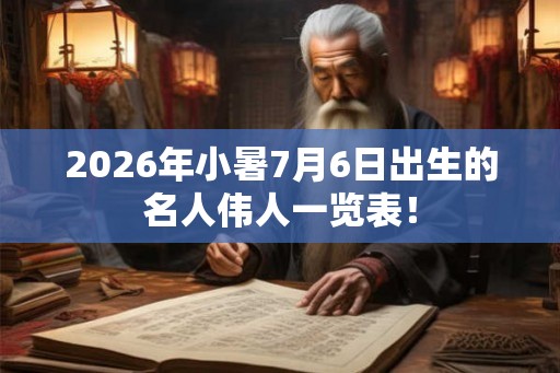 2026年小暑7月6日出生的名人伟人一览表! 2026年小暑7月6日出生的名人伟人一览表!