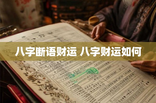 八字断语财运 八字财运如何