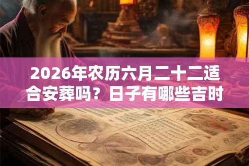 2026年农历六月二十二适合安葬吗？日子有哪些吉时？