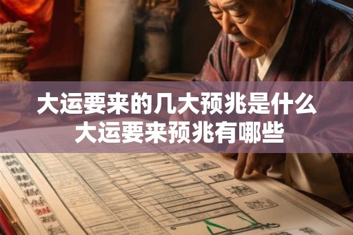 大运要来的几大预兆是什么 大运要来预兆有哪些 大运要来的几大预兆是什么 大运要来预兆有哪些