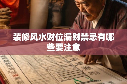 装修风水财位漏财禁忌有哪些要注意