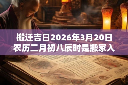 搬迁吉日2026年3月20日农历二月初八辰时是搬家入宅好时辰