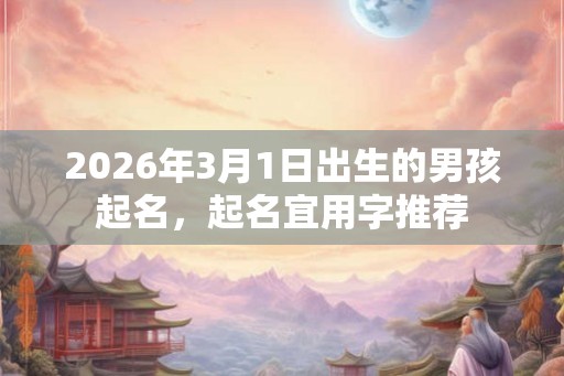 2026年3月1日出生的男孩起名，起名宜用字推荐