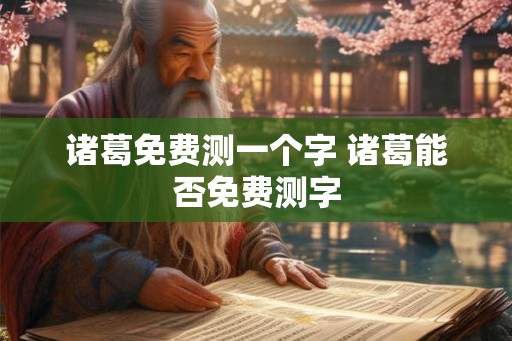 诸葛免费测一个字 诸葛能否免费测字