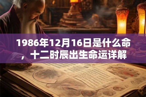 1986年12月16日是什么命，十二时辰出生命运详解