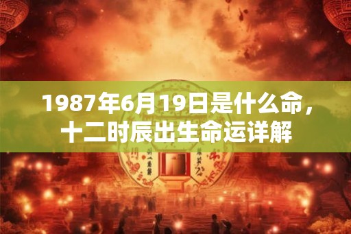 1987年6月19日是什么命，十二时辰出生命运详解