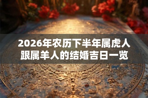 2026年农历下半年属虎人跟属羊人的结婚吉日一览