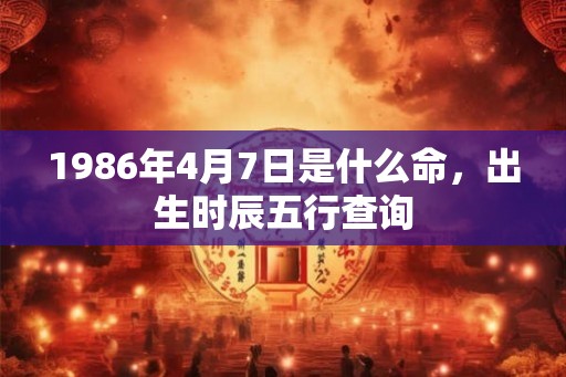 1986年4月7日是什么命，出生时辰五行查询