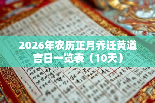2026年农历正月乔迁黄道吉日一览表（10天）