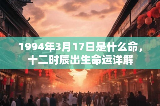 1994年3月17日是什么命，十二时辰出生命运详解