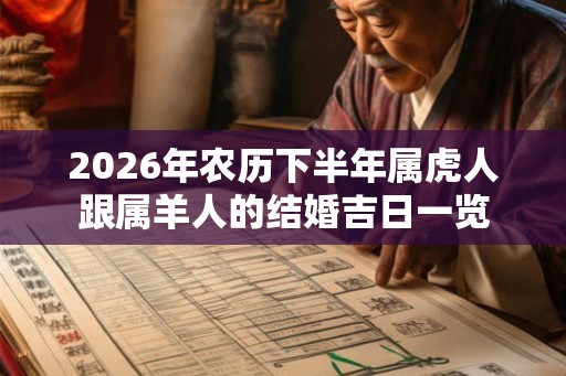 2026年农历下半年属虎人跟属羊人的结婚吉日一览