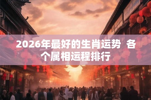 2026年最好的生肖运势  各个属相运程排行