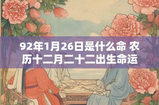 92年1月26日是什么命 农历十二月二十二出生命运