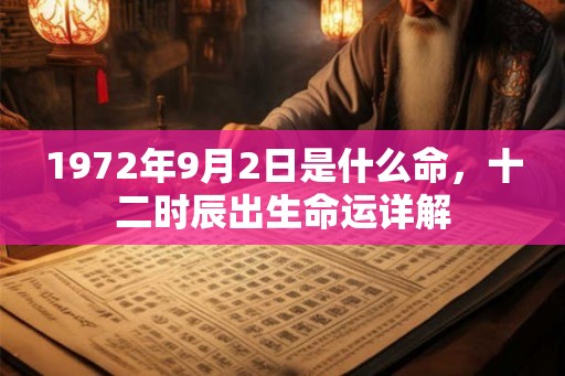 1972年9月2日是什么命，十二时辰出生命运详解