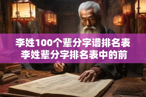 李姓100个辈分字谱排名表 李姓辈分字排名表中的前100名是谁