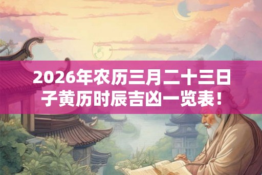 2026年农历三月二十三日子黄历时辰吉凶一览表！
