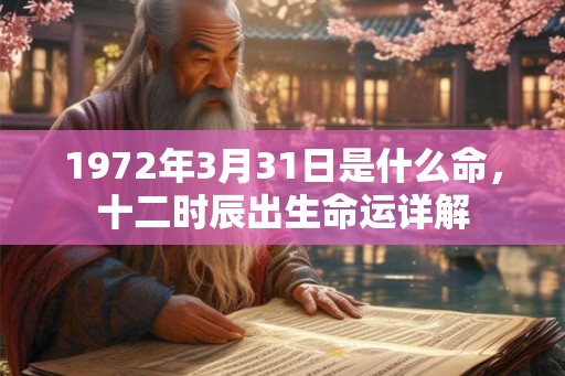 1972年3月31日是什么命，十二时辰出生命运详解