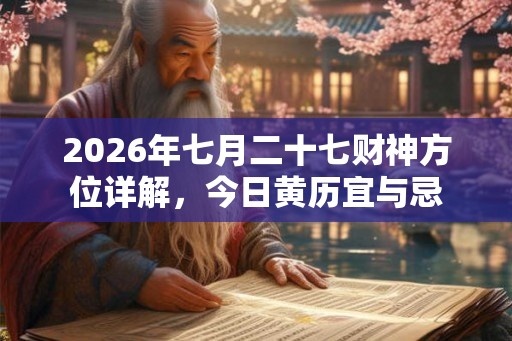 2026年七月二十七财神方位详解，今日黄历宜与忌