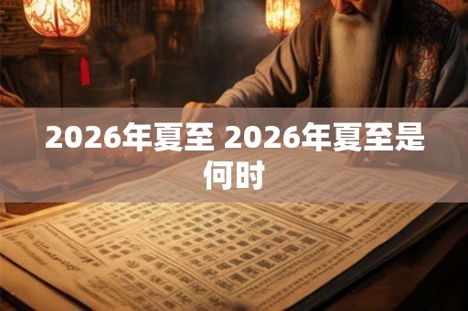 2026年夏至 2026年夏至是何时
