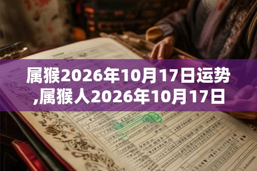 属猴2026年10月17日运势,属猴人2026年10月17日财运,生肖猴2026年10月17日运势