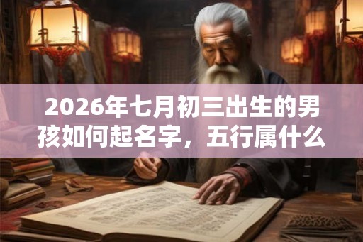 2026年七月初三出生的男孩如何起名字，五行属什么