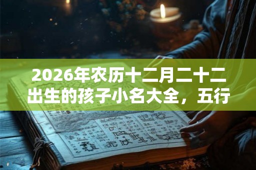 2026年农历十二月二十二出生的孩子小名大全，五行缺啥？