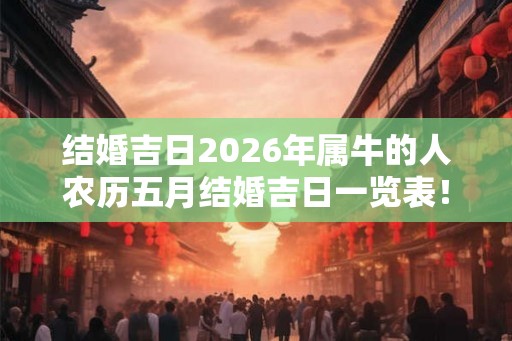 结婚吉日2026年属牛的人农历五月结婚吉日一览表！