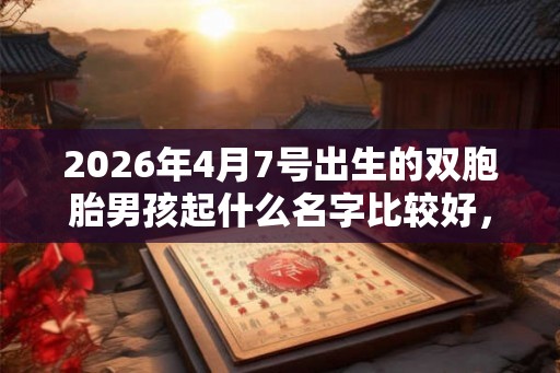 2026年4月7号出生的双胞胎男孩起什么名字比较好，五行属什么