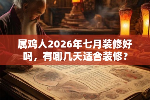 属鸡人2026年七月装修好吗，有哪几天适合装修？