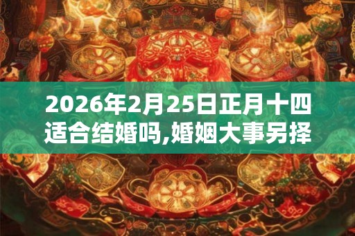 2026年2月25日正月十四适合结婚吗,婚姻大事另择吉日 2026年2月25日正月十四适合结婚吗,婚姻大事另择吉日