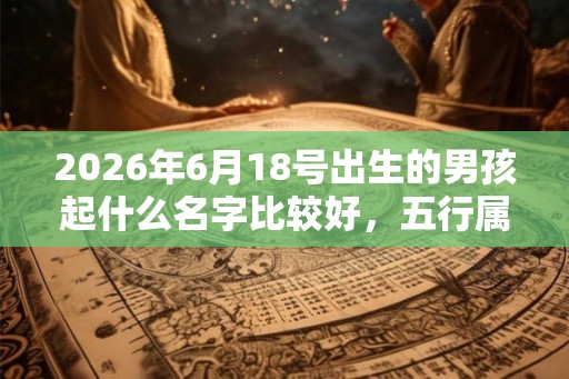 2026年6月18号出生的男孩起什么名字比较好，五行属什么