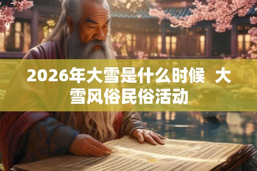 2026年大雪是什么时候  大雪风俗民俗活动