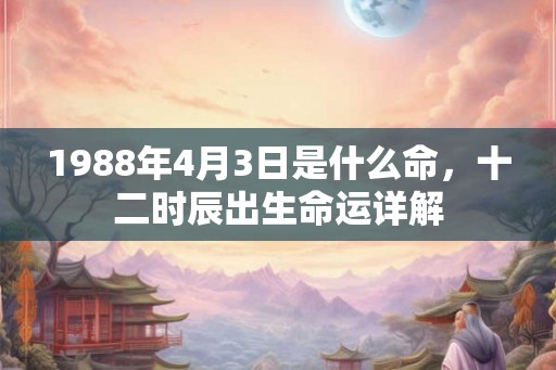 1988年4月3日是什么命，十二时辰出生命运详解