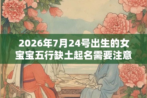 2026年7月24号出生的女宝宝五行缺土起名需要注意什么